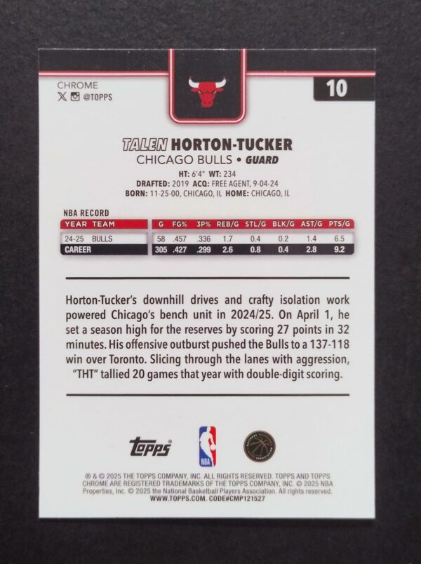 2025-26 Topps Chrome Talen Horton-Tucker #10 Xfractor