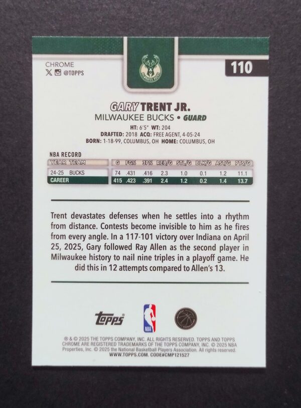 2025-26 Topps Chrome Gary Trent Jr #110 Xfractor