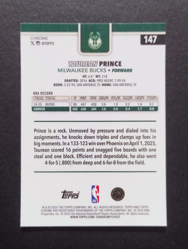 2025-26 Topps Chrome Taurean Prince #147 Xfractor