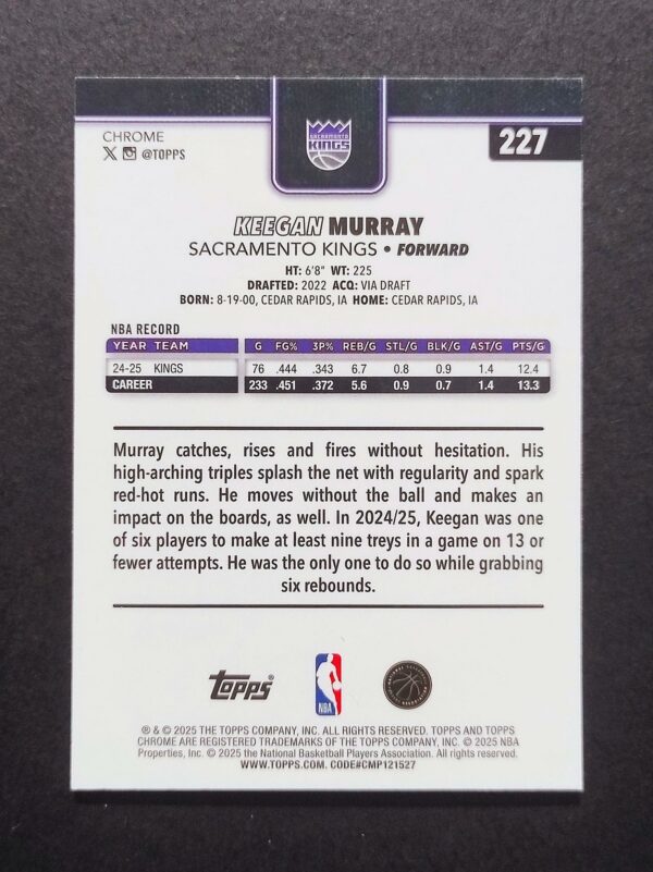 2025-26 Topps Chrome Keegan Murray #227 Xfractor