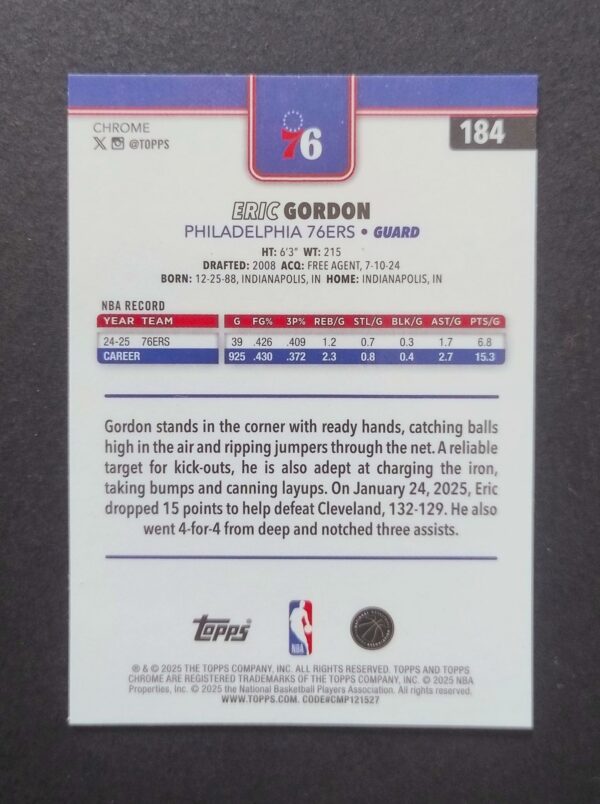 2025-26 Topps Chrome Eric Gordon #184 Xfractor