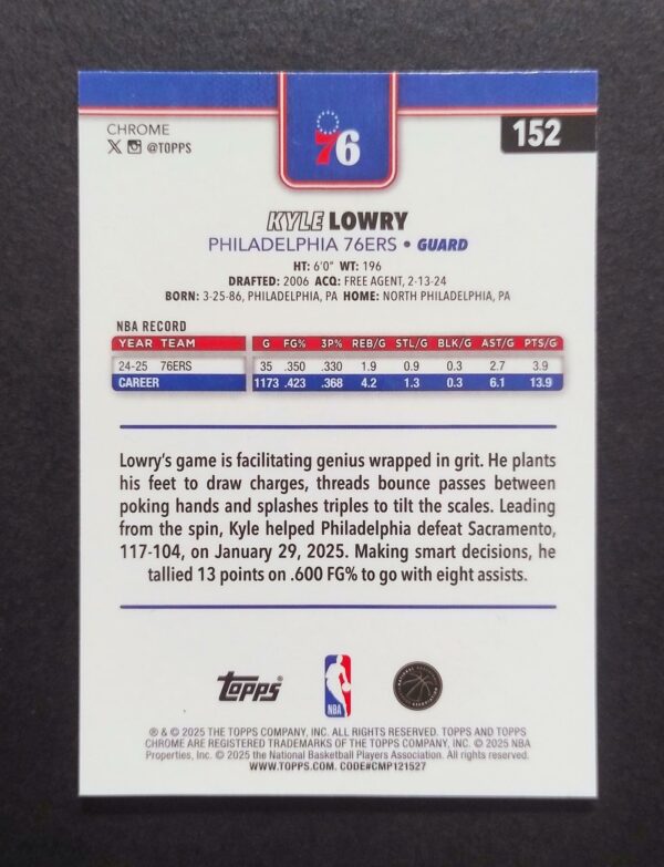2025-26 Topps Chrome Kyle Lowry #152 Xfractor
