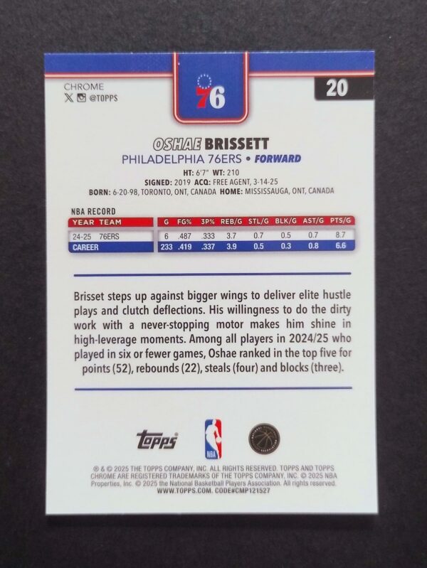 2025-26 Topps Chrome Oshae Brissett #20 Xfractor