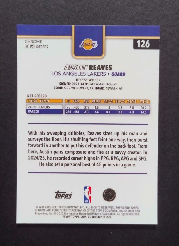 2025-26 Topps Chrome Austin Reaves #126 Xfractor