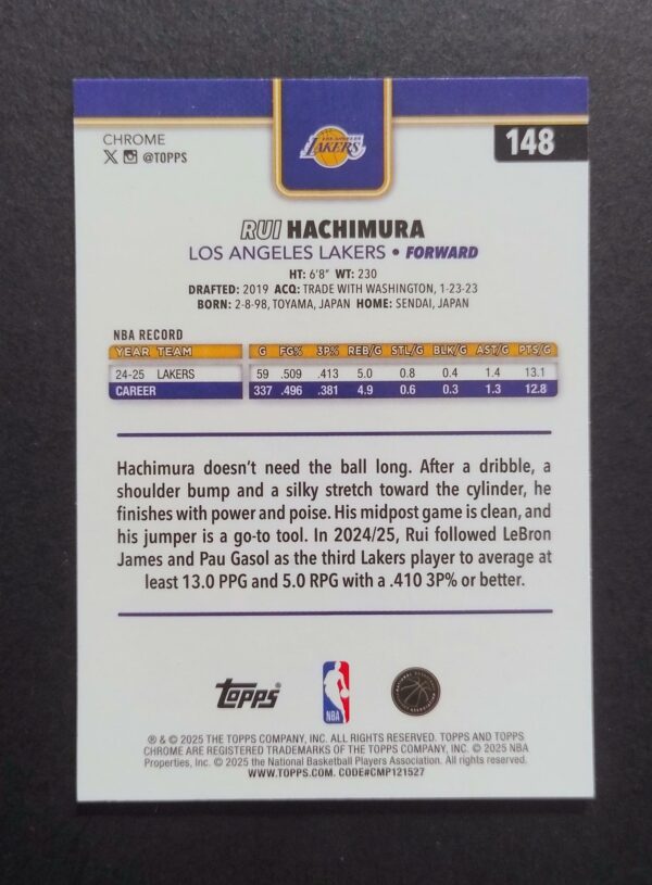 2025-26 Topps Chrome Rui Hachimura #148 Xfractor