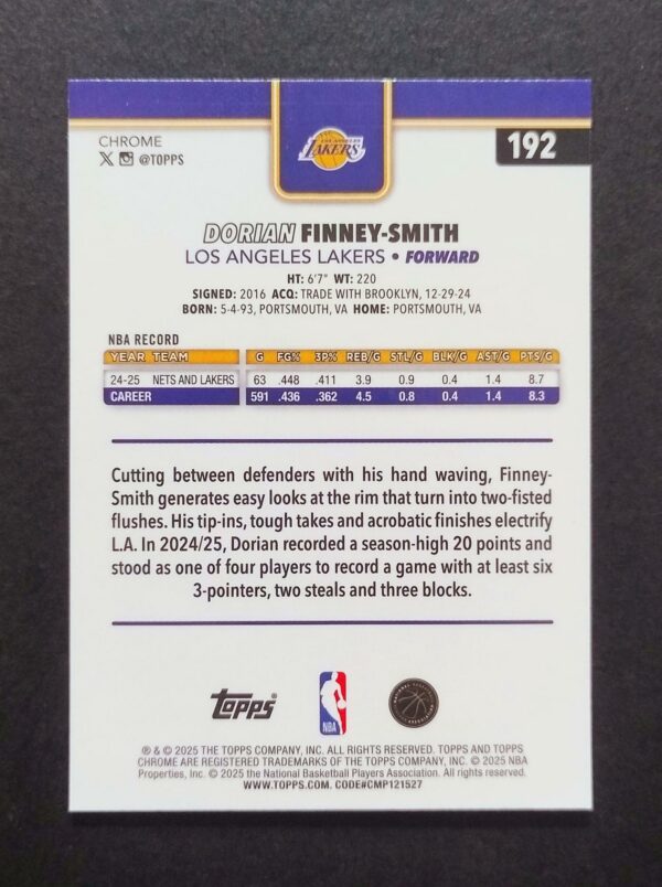 2025-26 Topps Chrome Dorian Finney-Smith #192 Xfractor