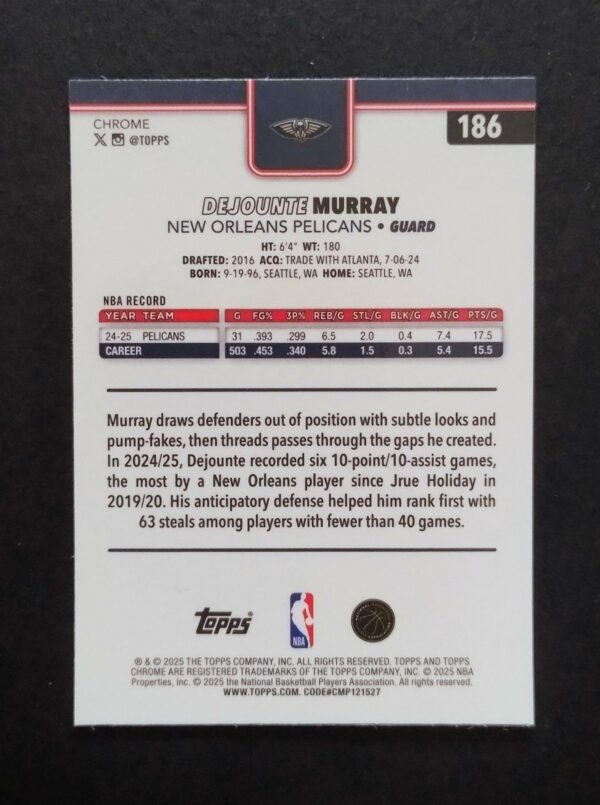 2025-26 Topps Chrome Dejounte Murray #186 Xfractor