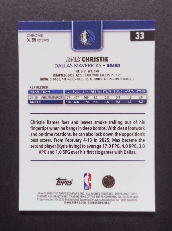 2025-26 Topps Chrome Max Christie #33 Xfractor