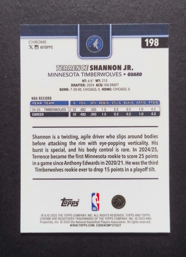 2025-26 Topps Chrome Terrence Shannon Jr #198 Xfractor