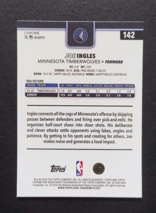 2025-26 Topps Chrome Joe Ingles #142 Xfractor