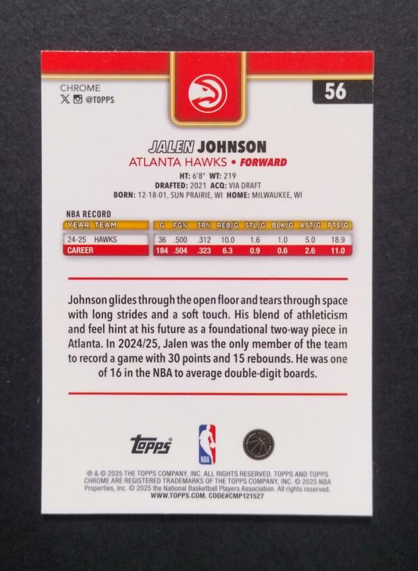 2025-26 Topps Chrome Jalen Johnson #56 Xfractor