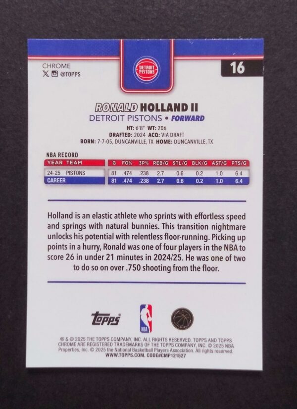 2025-26 Topps Chrome Ron Holland II #16 Xfractor