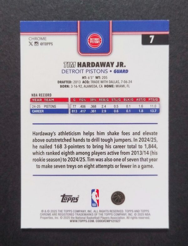 2025-26 Topps Chrome Tim Hardaway Jr #7 Xfractor