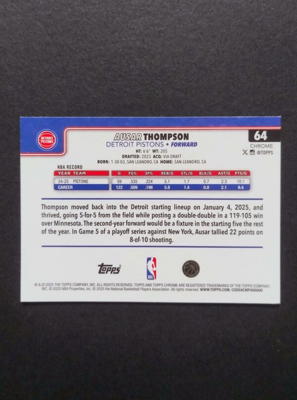 2025-26 Topps Chrome Ausar Thompson #64 Xfractor