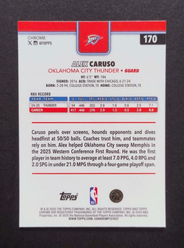 2025-26 Topps Chrome Alex Caruso #170 Xfractor