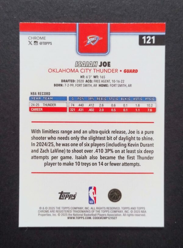 2025-26 Topps Chrome Isaiah Joe #121 Xfractor