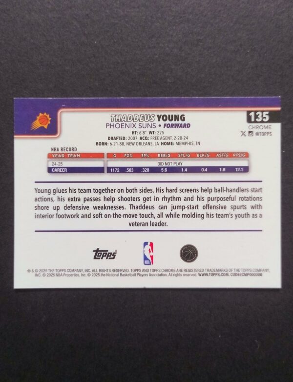 2025-26 Topps Chrome Thaddeus Young #135 Xfractor