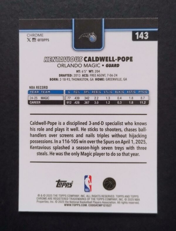 2025-26 Topps Chrome Kentavious Caldwell-Pope #143 Xfractor