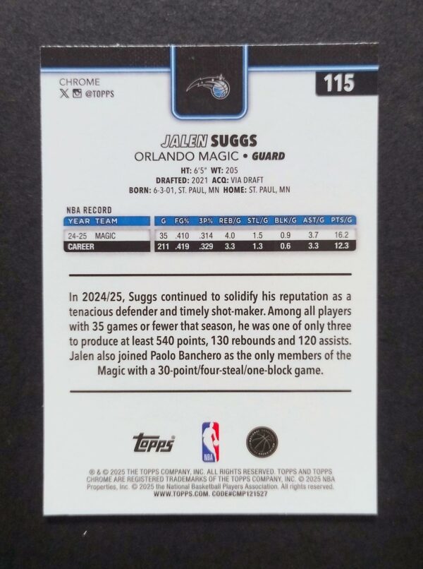 2025-26 Topps Chrome Jalen Suggs #115 Xfractor
